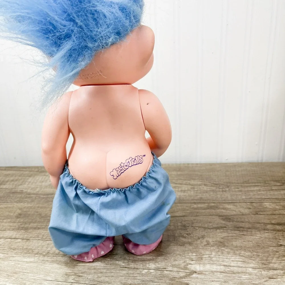 Vintage Applause Magic Trolls Doll‎ Blue Hair Star Eyes 12 Inch Vinyl Figure
